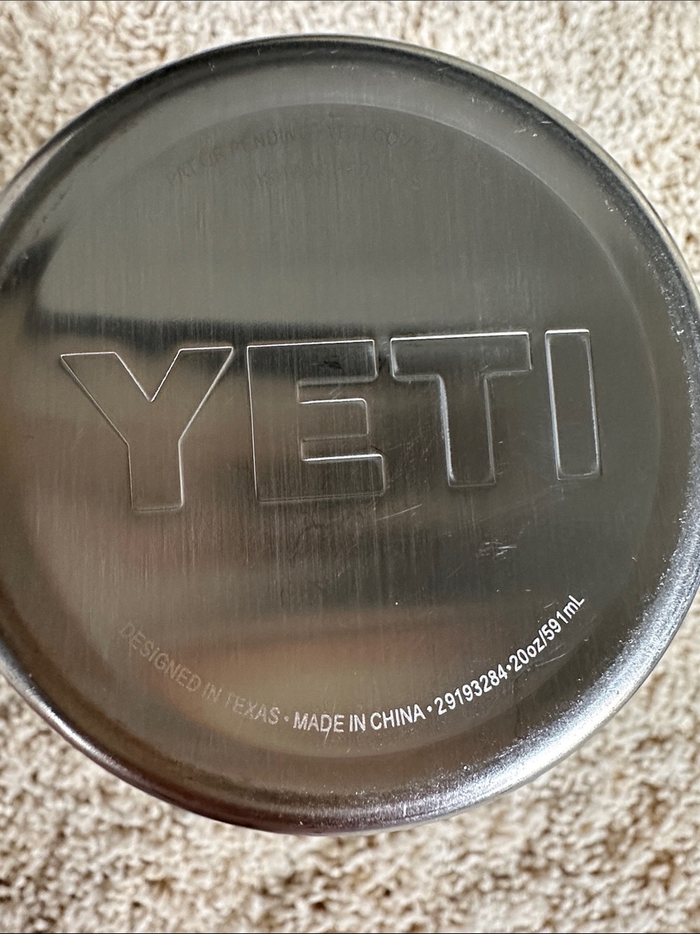 Yeti Navy Blue Stainless Steel Tumbler with Silver Accents 20oz - Picture 3 of 4